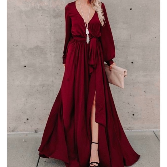 Long Sleeve Belted Maxi Dress - Picture 3 of 7